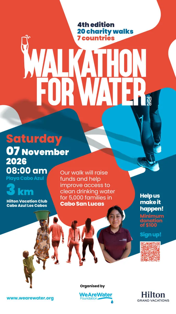Official poster for the Walkathon for Water in Cabo San Lucas, 7 November 2026