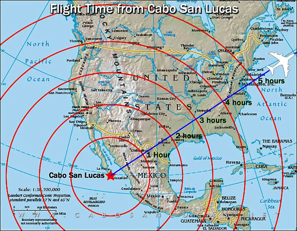 Flight time from Cabo San Lucas and Los Cabos