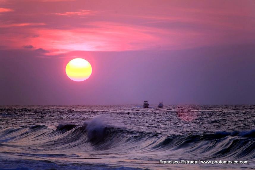 sunset fishing boats